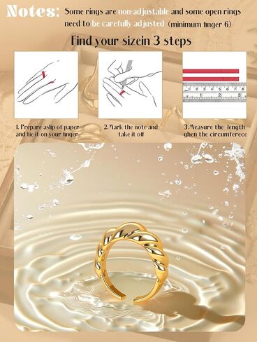 THUNARAZ 12 PCS Stackable Gold Rings for Women Adjustable Open Chunky Rings,14K Gold Plated Twisted Round Signet Rings for Gift in Saudi Arabia