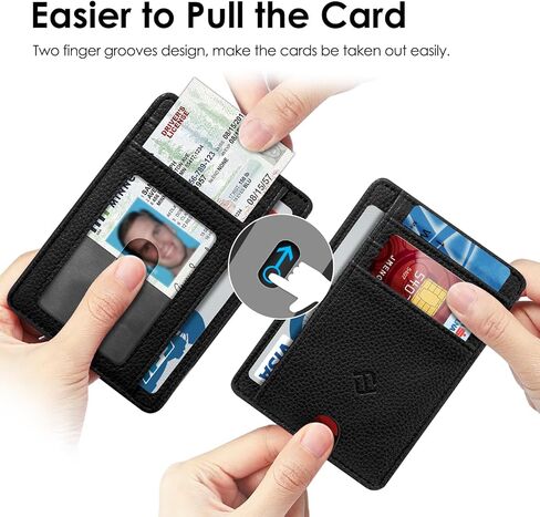Fintie Slim Minimalist Pocket Pocket Wallet ، RFID CORPOCING CARTER CARTER CARTERS مع نافذة معرف للرجال (أسود) in Saudi Arabia
