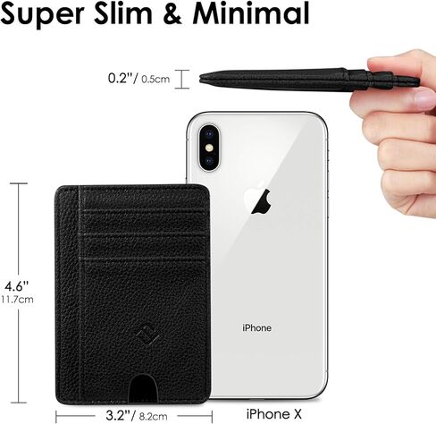 Fintie Slim Minimalist Pocket Pocket Wallet ، RFID CORPOCING CARTER CARTER CARTERS مع نافذة معرف للرجال (أسود) in Saudi Arabia