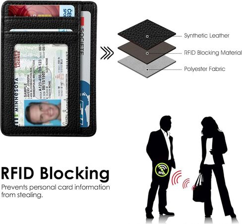 Fintie Slim Minimalist Pocket Pocket Wallet ، RFID CORPOCING CARTER CARTER CARTERS مع نافذة معرف للرجال (أسود) in Saudi Arabia