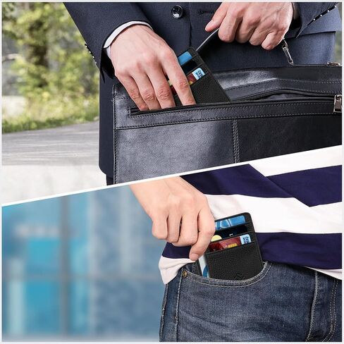 Fintie Slim Minimalist Pocket Pocket Wallet ، RFID CORPOCING CARTER CARTER CARTERS مع نافذة معرف للرجال (أسود) in Saudi Arabia