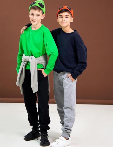 Flygo 3 Pack Boys Sweatpants Kids Active Joggers Athletic Casual Basic Pull On Pants with Pockets Drawstring in Saudi Arabia