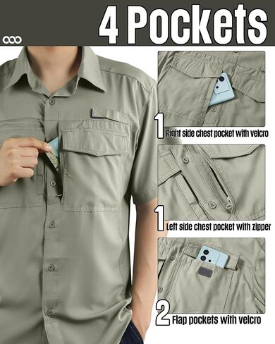33,000ft Men's Fishing Shirts Lightweight Cool Quick Dry Sun Protection UV Short Sleeve Shirt for Casual Hiking Safari Travel in Saudi Arabia