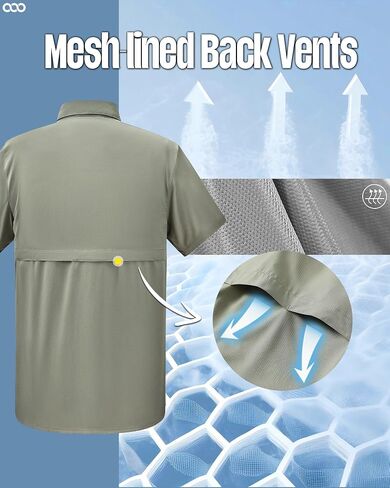 33,000ft Men's Fishing Shirts Lightweight Cool Quick Dry Sun Protection UV Short Sleeve Shirt for Casual Hiking Safari Travel in Saudi Arabia