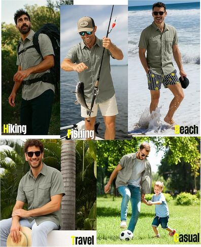 33,000ft Men's Fishing Shirts Lightweight Cool Quick Dry Sun Protection UV Short Sleeve Shirt for Casual Hiking Safari Travel in Saudi Arabia