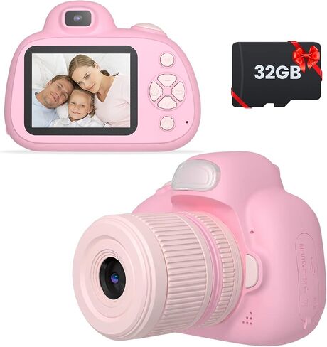 Upgarded Kids Camera, 4K Digital Camera for Kids with Shutter AF, Rotable Zoom Lens, Video Camera Toy for 8-12 Years Old Boys Girls, Best Christmas Birthday Gifts, with 64G SD Card in Kuwait