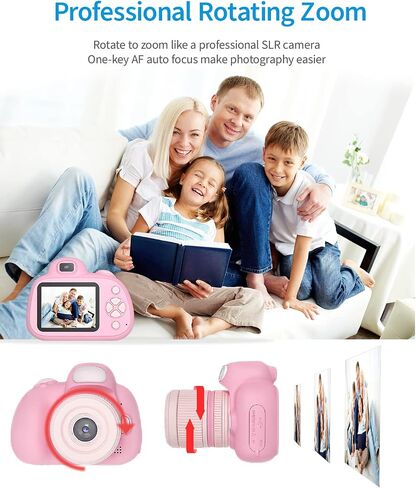 Upgarded Kids Camera, 4K Digital Camera for Kids with Shutter AF, Rotable Zoom Lens, Video Camera Toy for 8-12 Years Old Boys Girls, Best Christmas Birthday Gifts, with 64G SD Card in Kuwait