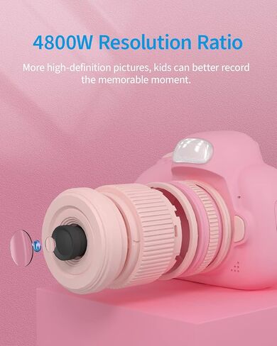 Upgarded Kids Camera, 4K Digital Camera for Kids with Shutter AF, Rotable Zoom Lens, Video Camera Toy for 8-12 Years Old Boys Girls, Best Christmas Birthday Gifts, with 64G SD Card in Kuwait