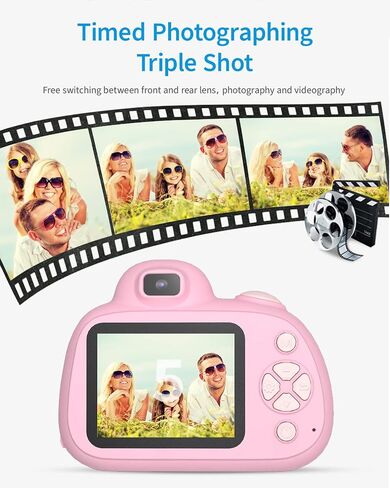 Upgarded Kids Camera, 4K Digital Camera for Kids with Shutter AF, Rotable Zoom Lens, Video Camera Toy for 8-12 Years Old Boys Girls, Best Christmas Birthday Gifts, with 64G SD Card in Kuwait