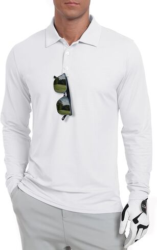 askdeer men golf polo قمصان طويلة الأكمام upf 50+ قمصان ذات طوق خفيفة الوزن الصيف غير الرسمي السريع الجاف السريع in Kuwait