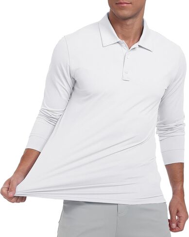 askdeer men golf polo قمصان طويلة الأكمام upf 50+ قمصان ذات طوق خفيفة الوزن الصيف غير الرسمي السريع الجاف السريع in Kuwait