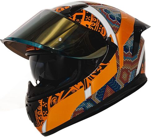 HAX Obsidian Full Face Dual Visor Adult Motorcycle Helmet for Motorbike Street Bike with Pinlock Ready DOT Approved Matte Black Gold L in Kuwait