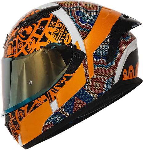 HAX Obsidian Full Face Dual Visor Adult Motorcycle Helmet for Motorbike Street Bike with Pinlock Ready DOT Approved Matte Black Gold L in Kuwait