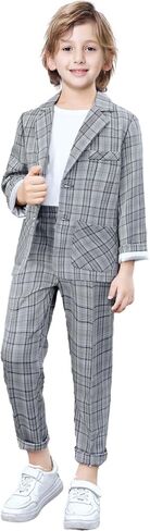 LOLANTA Boys Casual Suits Wedding Outfits Kids 2 Piece Gentleman Blazer and Pants Set Dresswear in Kuwait