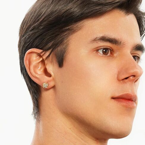 Topgrillz Screw Back Earrings 14k Golden Plated 5A+ Cubic Zirconia Cluster Round Round on oncors stud trans for Men Women Aretes de Hombre in Kuwait