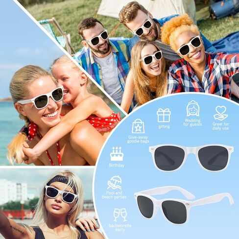 Pibupibu 80 Pack Wholesale White Black Sunglasses Bulk Comple للجنسين الحزب تفضلات الرجعية الثمانينات 90s النظارات للنساء الرجال in Kuwait