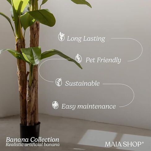 Maia Shop 7ft شجرة موز اصطناعية ، نباتات مزيفة للديكور المنزلي ، شجرة اصطناعية ، جذع خشبي طبيعي in Kuwait