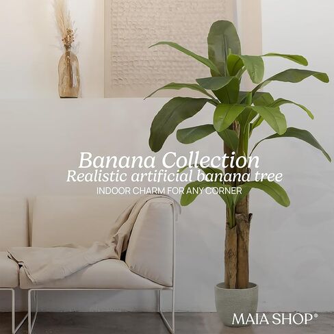Maia Shop 7ft شجرة موز اصطناعية ، نباتات مزيفة للديكور المنزلي ، شجرة اصطناعية ، جذع خشبي طبيعي in Kuwait