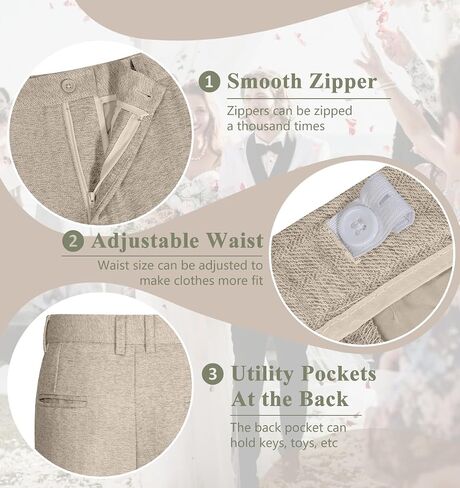 فتى يناسب Tweed Herringbone 5 قطع بدلات لـ Teen Boy Blazer Vest Pant Suit Tuxedo مجموعة مع ربطة عنق in Kuwait