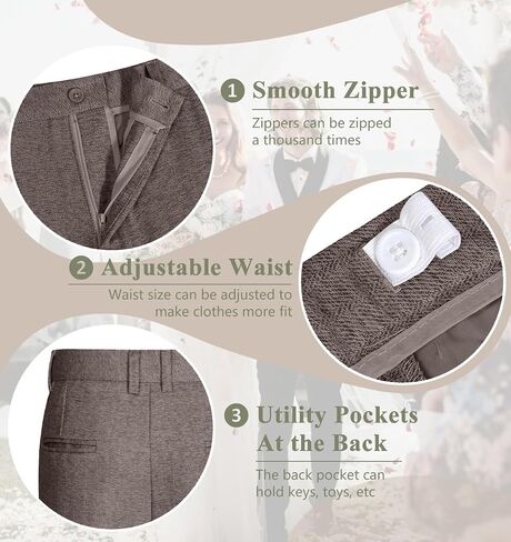 فتى يناسب Tweed Herringbone 5 قطع بدلات لـ Teen Boy Blazer Vest Pant Suit Tuxedo مجموعة مع ربطة عنق in Kuwait