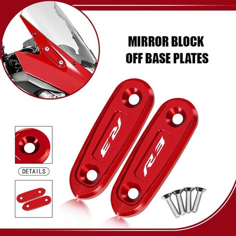 MFGZD Motorcyle Mirror Block Off Base Plate,2 PCS CNC Aluminum Fit for R3 R15 Mirror Block Off Plates Compatible with Yamaha YZF-R3 2019-2025 / R15 V3 2018-2025 (Black, R3) in Saudi Arabia