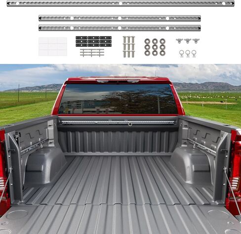 5.82FT Side Trail Rail System Compatible with 19-25 Chevy Silverado Truck Bed Rail System GMC Sierra 1500 Tie Down Rail Replacement for 2019-2025 Chevy Silverado Accessories (Side Trail Rail) in Kuwait