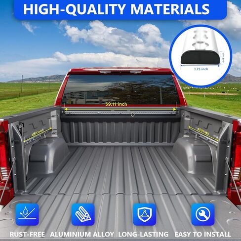 5.82FT Side Trail Rail System Compatible with 19-25 Chevy Silverado Truck Bed Rail System GMC Sierra 1500 Tie Down Rail Replacement for 2019-2025 Chevy Silverado Accessories (Side Trail Rail) in Kuwait