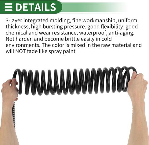 Motoforti Air Brake Hose Oil Cooler Coiled Long Tail Line 18 Circle Brake Coil Cable for Trucks Tractors Assembly with 1/2" NPT Fitting 15 ft Brass Nylon Yellow in Saudi Arabia
