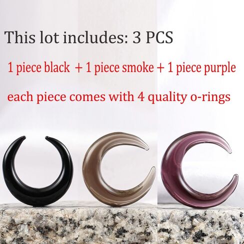 Casvort 3 PCS 14G-0G Cozy Glass Septum Stretching Kits Pincher Taper with O-Rings Buffalo Septum Retainers Hypoallergenic Fresh Stretch Body Piercing Retainers Ear Hangers in Saudi Arabia