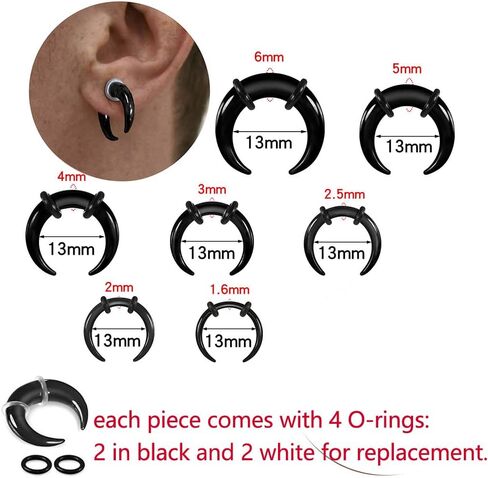 Casvort 3 PCS 14G-0G Cozy Glass Septum Stretching Kits Pincher Taper with O-Rings Buffalo Septum Retainers Hypoallergenic Fresh Stretch Body Piercing Retainers Ear Hangers in Saudi Arabia