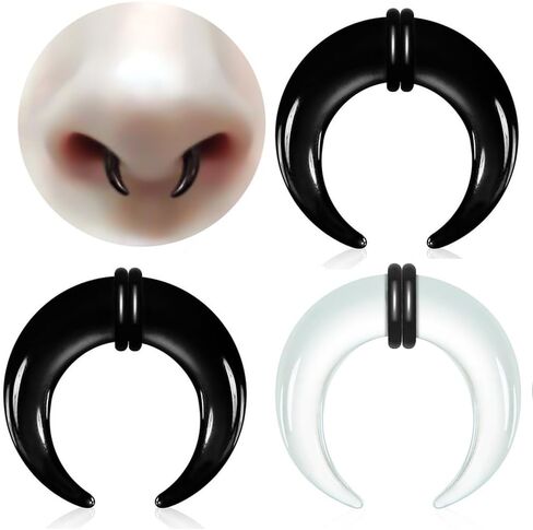 Casvort 3 PCS 14G-0G Cozy Glass Septum Stretching Kits Pincher Taper with O-Rings Buffalo Septum Retainers Hypoallergenic Fresh Stretch Body Piercing Retainers Ear Hangers in Saudi Arabia
