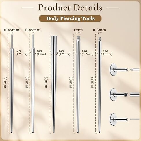 Piercing Ball Grabber Tool for Changing Jewelry - 16G 18G Flat Back Earring Insertion Applicator Tool Piercing Taper Changing Tool Ear Nose Lip Piercing Needle Kit Piercing Taper Insertion Removal Tool in Saudi Arabia