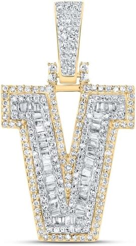 المجوهرات بواسطة Lux 10K Gold Gold Mens Baguette Diamond Letter Letter Starm Str.lendant in Kuwait