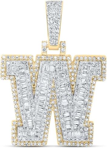 المجوهرات بواسطة Lux 10K Gold Gold Mens Baguette Diamond Letter Letter Starm Str.lendant in Kuwait
