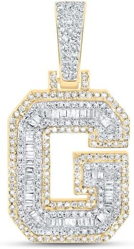 المجوهرات بواسطة Lux 10K Gold Gold Mens Baguette Diamond Letter Letter Starm Str.lendant in Kuwait