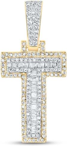 المجوهرات بواسطة Lux 10K Gold Gold Mens Baguette Diamond Letter Letter Starm Str.lendant in Kuwait