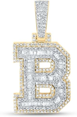 المجوهرات بواسطة Lux 10K Gold Gold Mens Baguette Diamond Letter Letter Starm Str.lendant in Kuwait