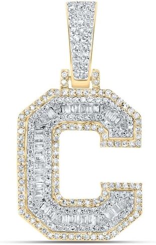 المجوهرات بواسطة Lux 10K Gold Gold Mens Baguette Diamond Letter Letter Starm Str.lendant in Kuwait