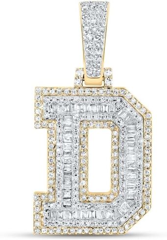 المجوهرات بواسطة Lux 10K Gold Gold Mens Baguette Diamond Letter Letter Starm Str.lendant in Kuwait