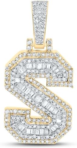المجوهرات بواسطة Lux 10K Gold Gold Mens Baguette Diamond Letter Letter Starm Str.lendant in Kuwait