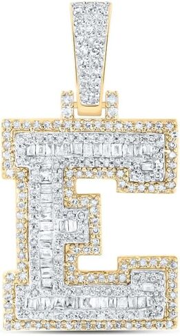 المجوهرات بواسطة Lux 10K Gold Gold Mens Baguette Diamond Letter Letter Starm Str.lendant in Kuwait