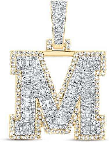 المجوهرات بواسطة Lux 10K Gold Gold Mens Baguette Diamond Letter Letter Starm Str.lendant in Kuwait