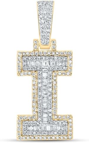 المجوهرات بواسطة Lux 10K Gold Gold Mens Baguette Diamond Letter Letter Starm Str.lendant in Kuwait
