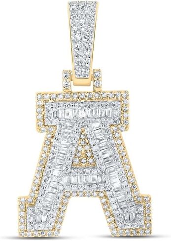 المجوهرات بواسطة Lux 10K Gold Gold Mens Baguette Diamond Letter Letter Starm Str.lendant in Kuwait