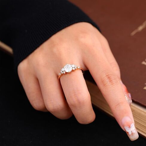 1CT Solitaire Moissanite Rings, 925 Sterling Silver Round Cut Engagement Ring for Women Wedding Bands Promise Rings Ideal Gift for Her in Kuwait