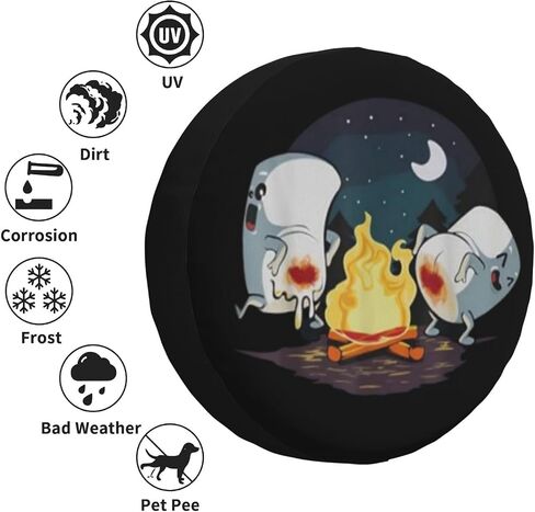 Spare Tire Cover with Marshmallow Campfire Pattern Wheel Protectors Weatherproof Wheel Covers Universal Fit for SUV Truck Rv Travel Camper Trailers Accessories 15inch in Kuwait