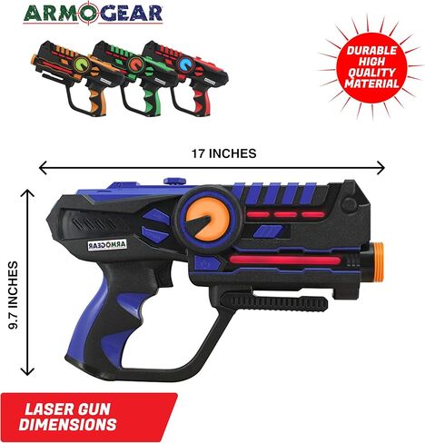Armogear Laser Tag Puns - مجموعة من 4 ألعاب أطفال قابلة لإعادة الشحن مع سترات - علامات ليزر متعددة اللاعبين داخلية وخارجية للأطفال والمراهقين والبالغين - 150 قدمًا طويلة - ألعاب أطفال تتراوح أعمارهم بين 8 وما فوق in Kuwait