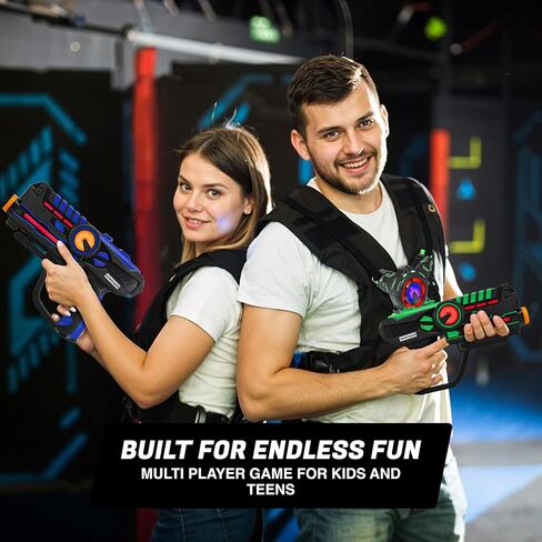 Armogear Laser Tag Puns - مجموعة من 4 ألعاب أطفال قابلة لإعادة الشحن مع سترات - علامات ليزر متعددة اللاعبين داخلية وخارجية للأطفال والمراهقين والبالغين - 150 قدمًا طويلة - ألعاب أطفال تتراوح أعمارهم بين 8 وما فوق in Kuwait