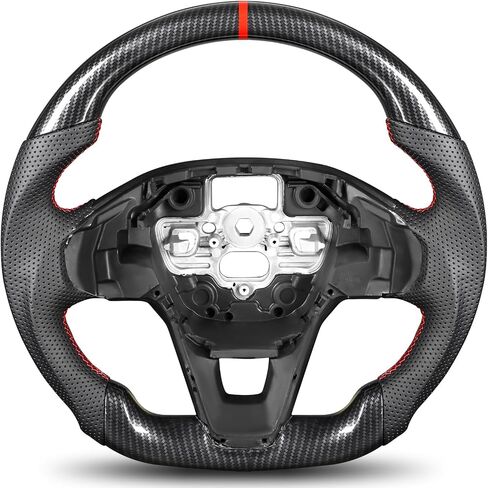 Steering Wheel for Ford Bronco Sport 2021–2025 Hydro-Dip Carbon Fiber with D-Shaped Flat-Bottom Perforated Leather Grip Compatible with Bronco Sport Base/Big Bend/Outer Banks/Badlands/Heritage in Saudi Arabia