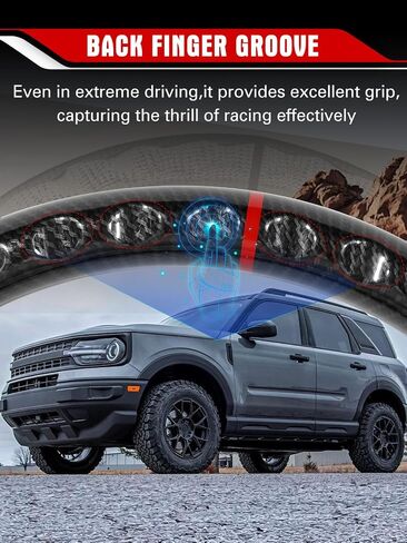 Steering Wheel for Ford Bronco Sport 2021–2025 Hydro-Dip Carbon Fiber with D-Shaped Flat-Bottom Perforated Leather Grip Compatible with Bronco Sport Base/Big Bend/Outer Banks/Badlands/Heritage in Saudi Arabia